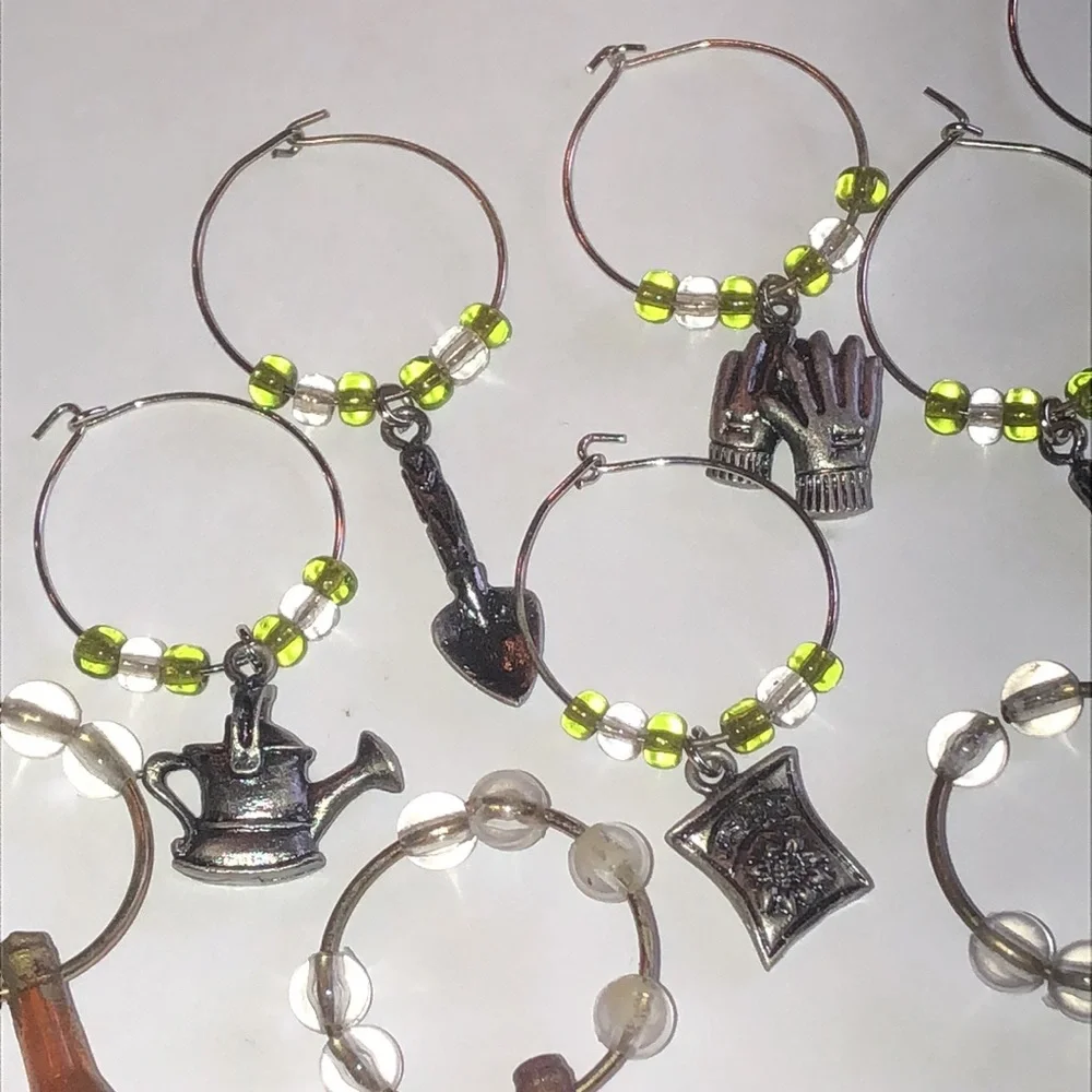 Lot of 10 Wine and Garden Charm Wine Markers